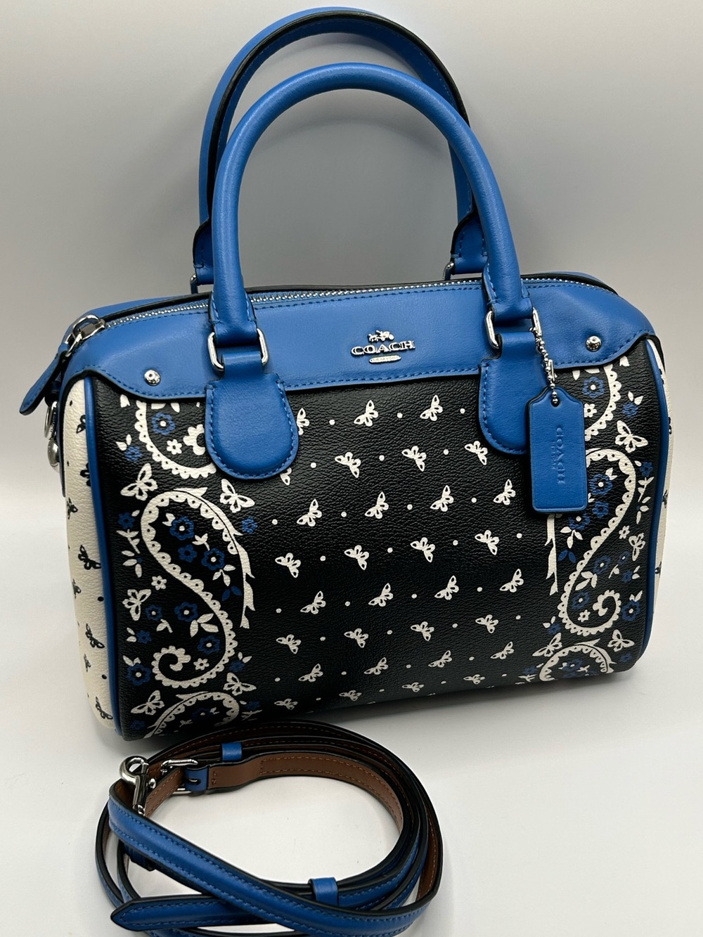 Coach Mini Bennett Butterly Bandana Print Satchel